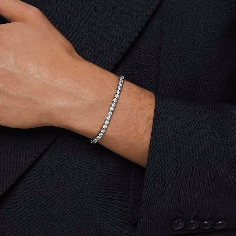 Matrix Tennisarmband, Runt Slipat, Grå, RuteniumpläTerat