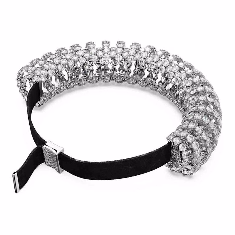 Constella Choker, Rund Slipning, Vit, RodiumpläTerad