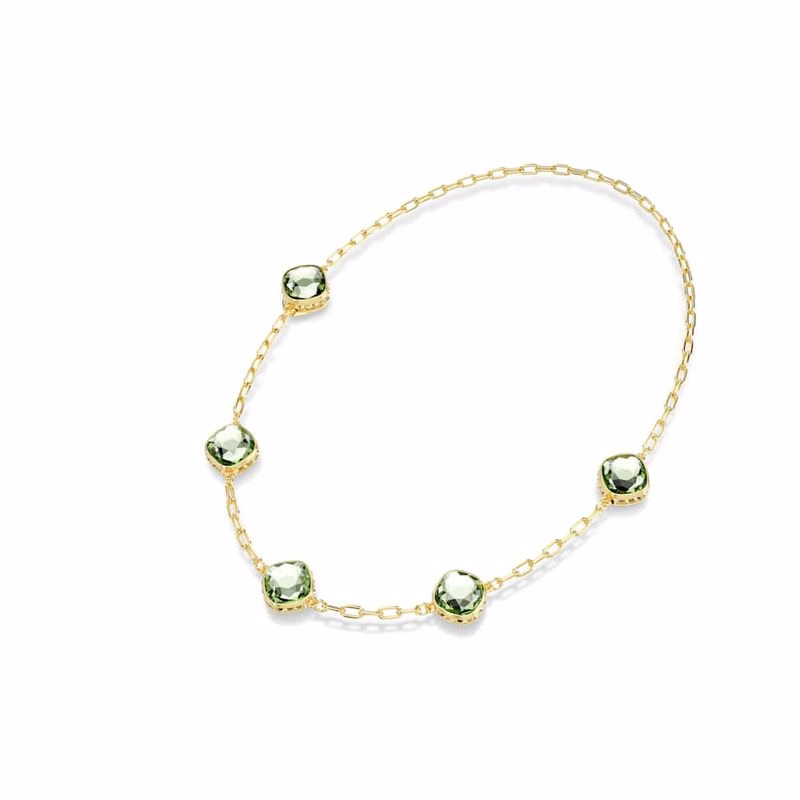 Chroma Halsband, åTtkantig Slipning, GröN, GuldpläTering