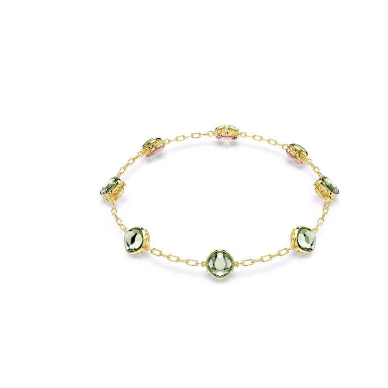 Chroma Halsband, åTtkantig Slipning, GröN, GuldpläTering