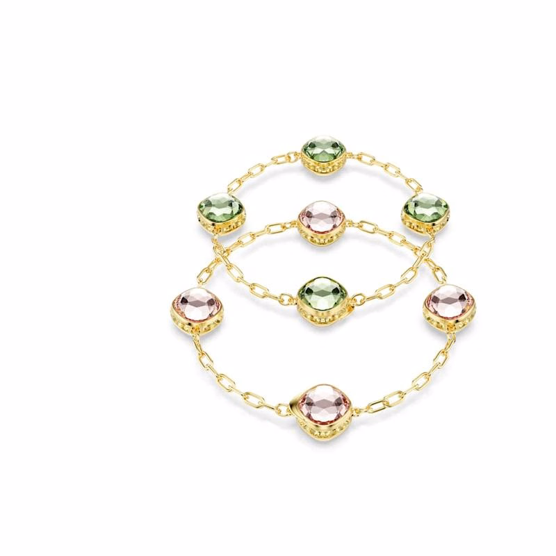 Chroma Halsband, åTtkantig Slipning, GröN, GuldpläTering