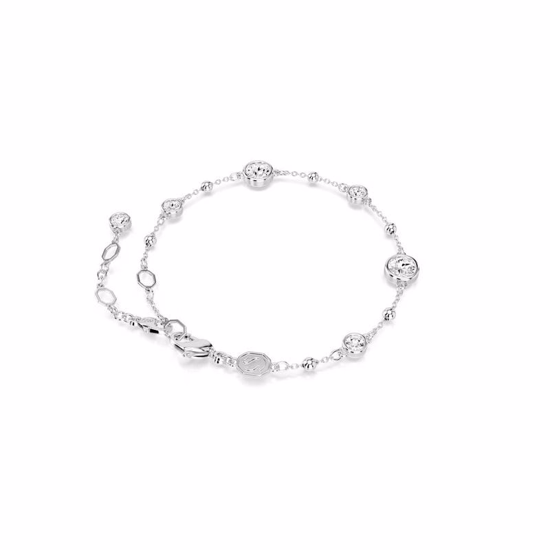 Imber-Armband, Rund Slipning, Vit, RodiumpläTering