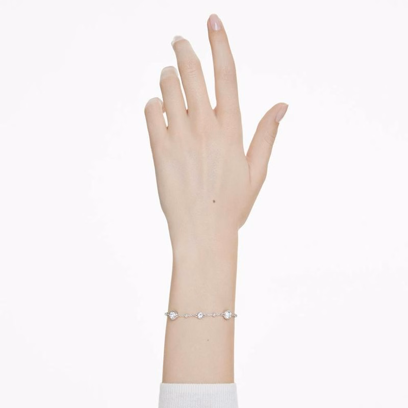 Imber-Armband, Rund Slipning, Vit, RodiumpläTering