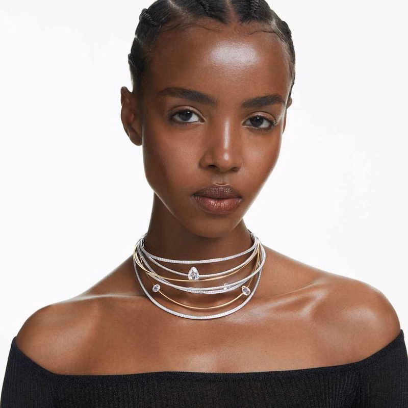 Hyperbola Choker, Blandade Storlekar, Vit, Kombination Av Metallfinish