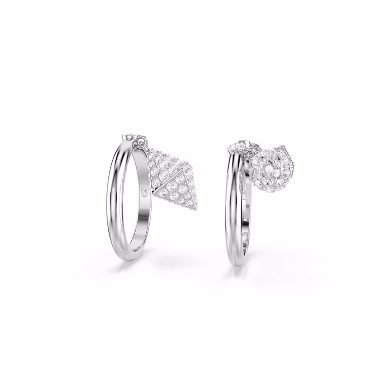 Dextera Ring, Set (2), SfäR Och Kub, Vit, RodiumpläTerad