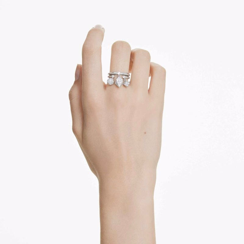 Dextera Ring, Set (2), SfäR Och Kub, Vit, RodiumpläTerad