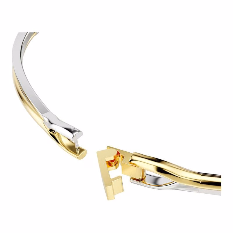 Hyperbola Choker, Rund Slipning, Vit, Kombination Av Metallfinish