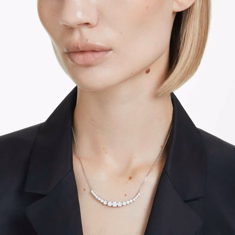 Matrix Halsband, Rund Slipad Gradient, Vit, RodiumpläTerad