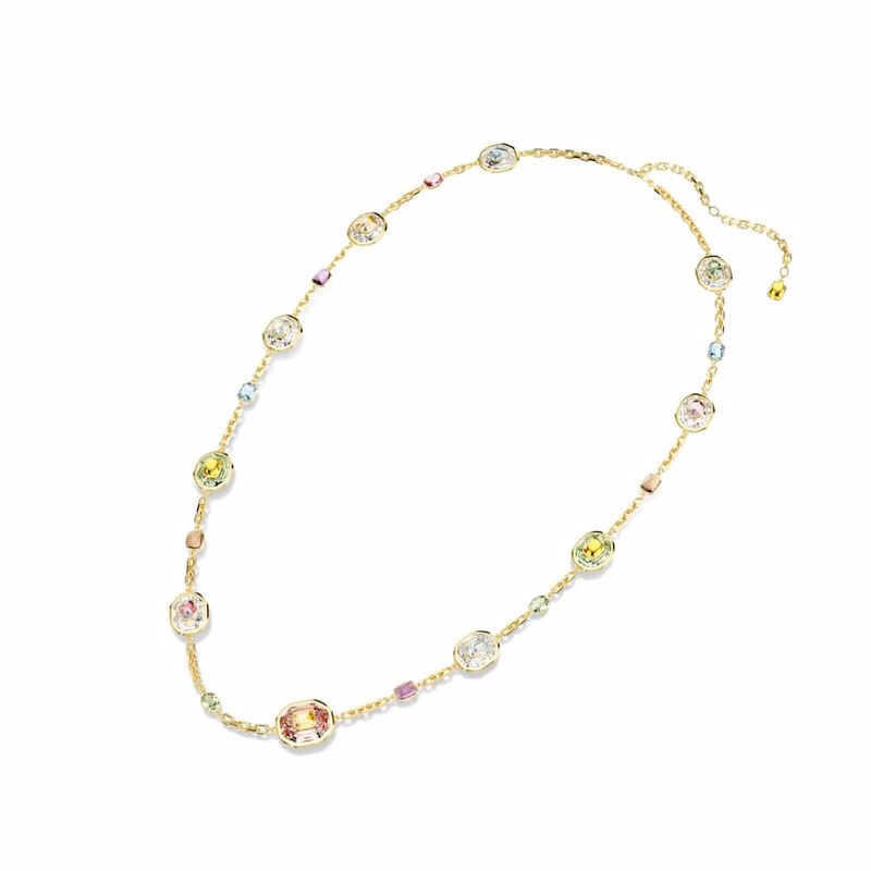 Chroma Halsband, åTtkantig Slipning, FlerfäRgad, GuldpläTerad