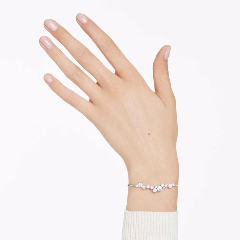 Constella Armband, KristallpäRla, Runda Slipningar, Vit, RodiumpläTerad