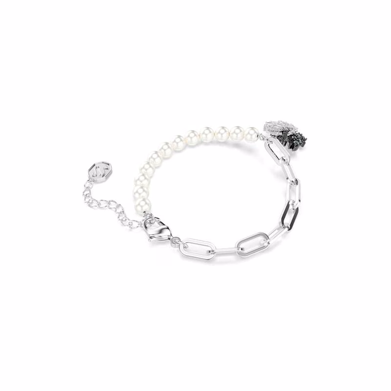 Swan Armband, KristallpäRla, Swan, Svart, RodiumpläTerad