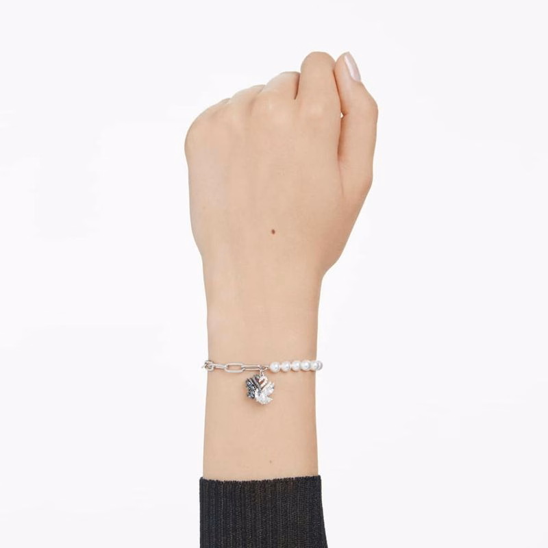 Swan Armband, KristallpäRla, Swan, Svart, RodiumpläTerad