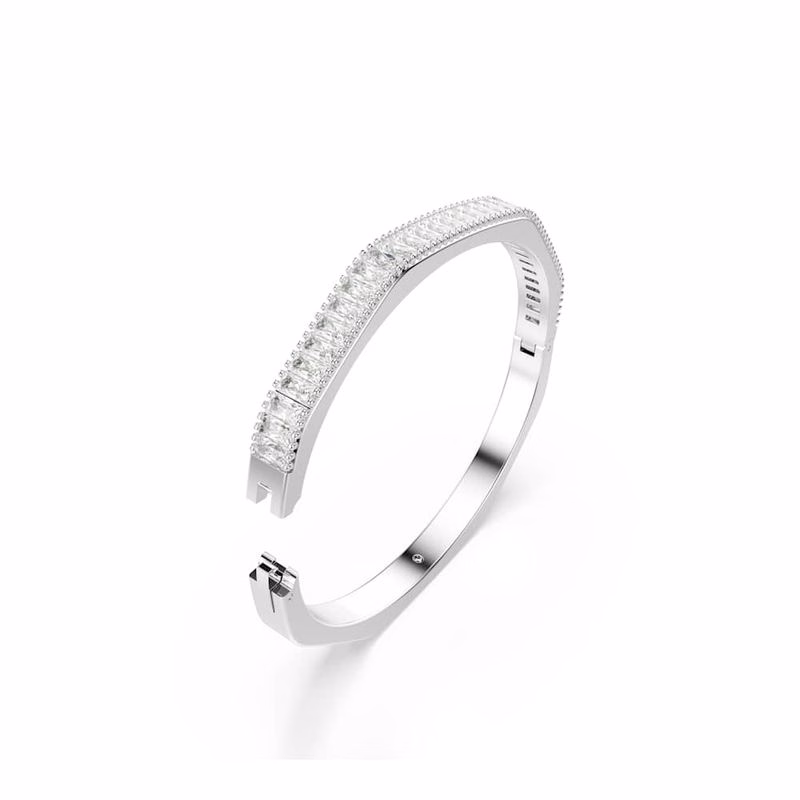 Matrixarmband, Baguetteslipat, Vitt, RodiumpläTerat