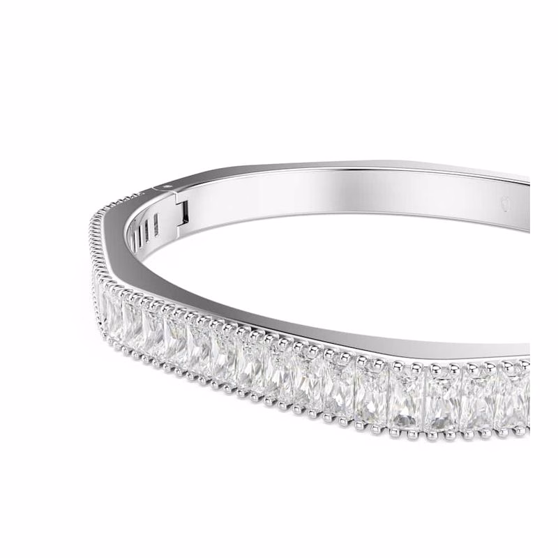 Matrixarmband, Baguetteslipat, Vitt, RodiumpläTerat