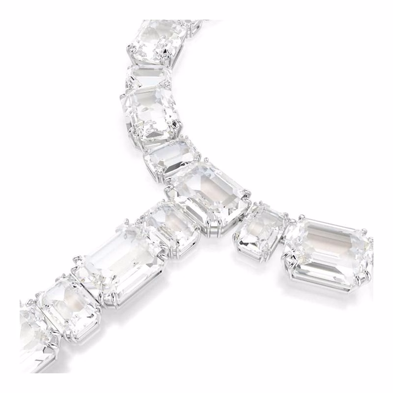 Millenia Y-Halsband, åTtkantig Slipning, Vit, RodiumpläTerad