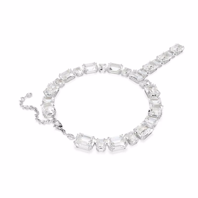 Millenia Y-Halsband, åTtkantig Slipning, Vit, RodiumpläTerad