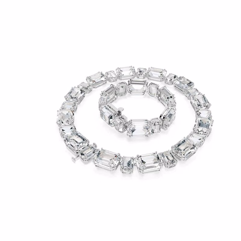 Millenia Y-Halsband, åTtkantig Slipning, Vit, RodiumpläTerad