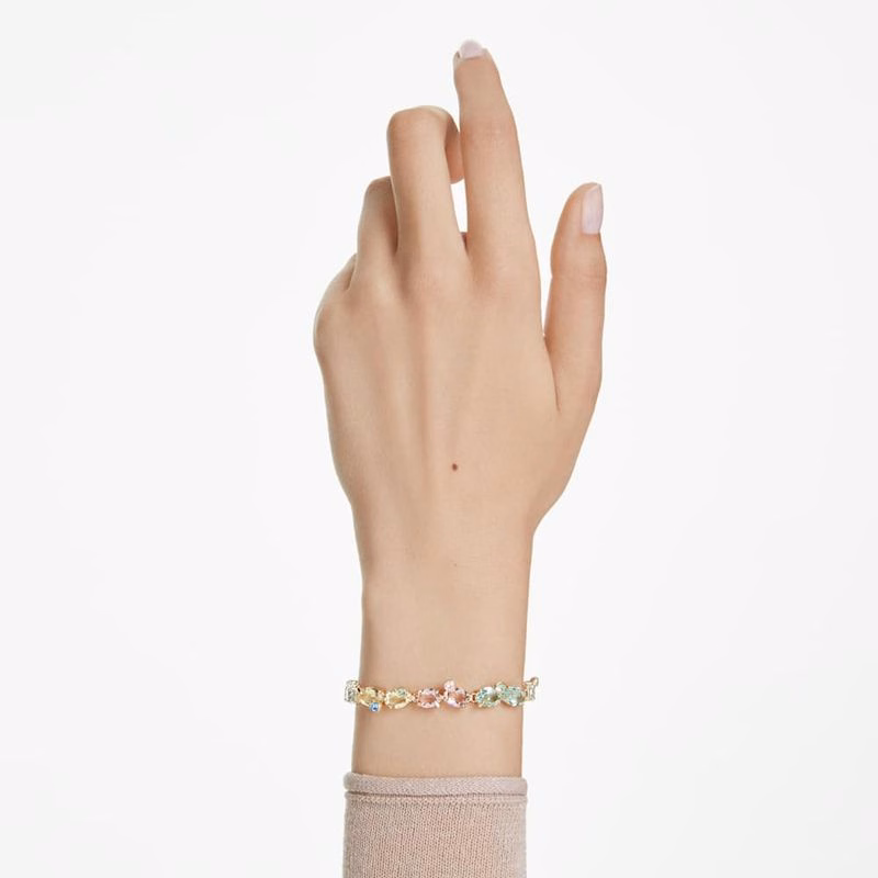 Tennisarmband Med äDelstenar, Blandade Storlekar, FlerfäRgad, GuldpläTerad