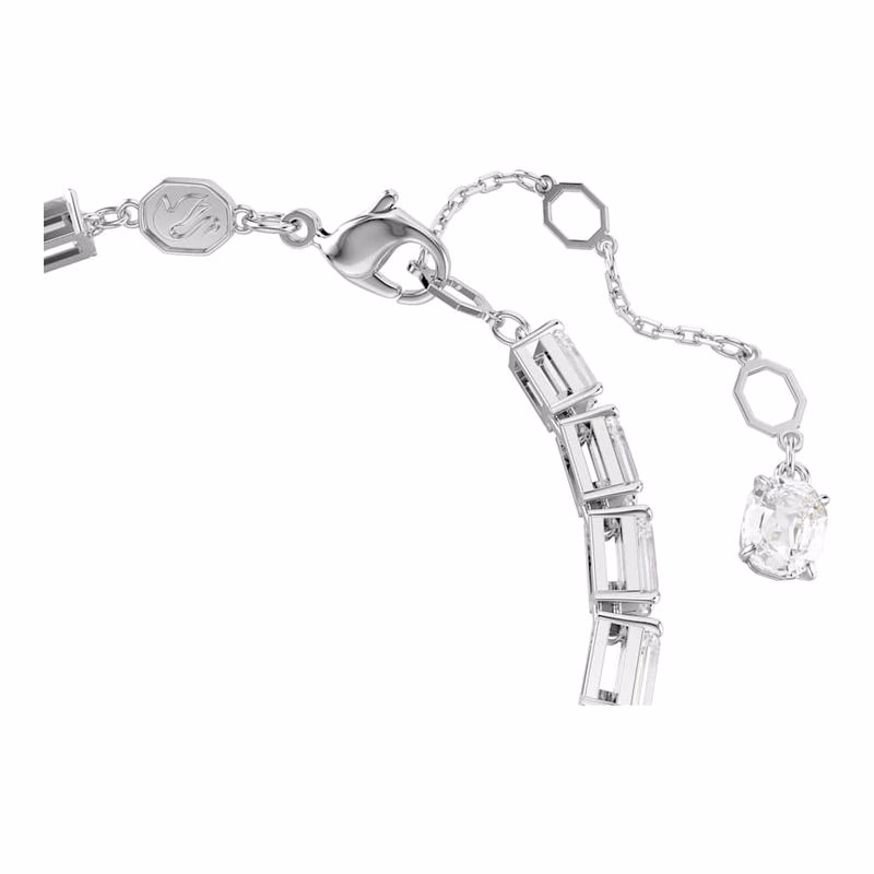 Matrix Tennisarmband, Baguetteslipat, Vitt, RodiumpläTerat