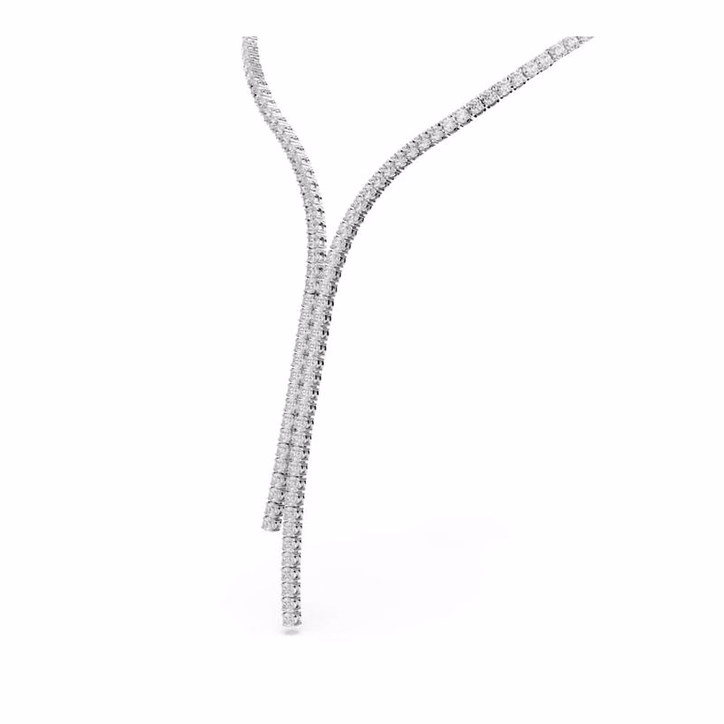 Matrix Y-Halsband, Rund Slipning, Vit, RodiumpläTerad
