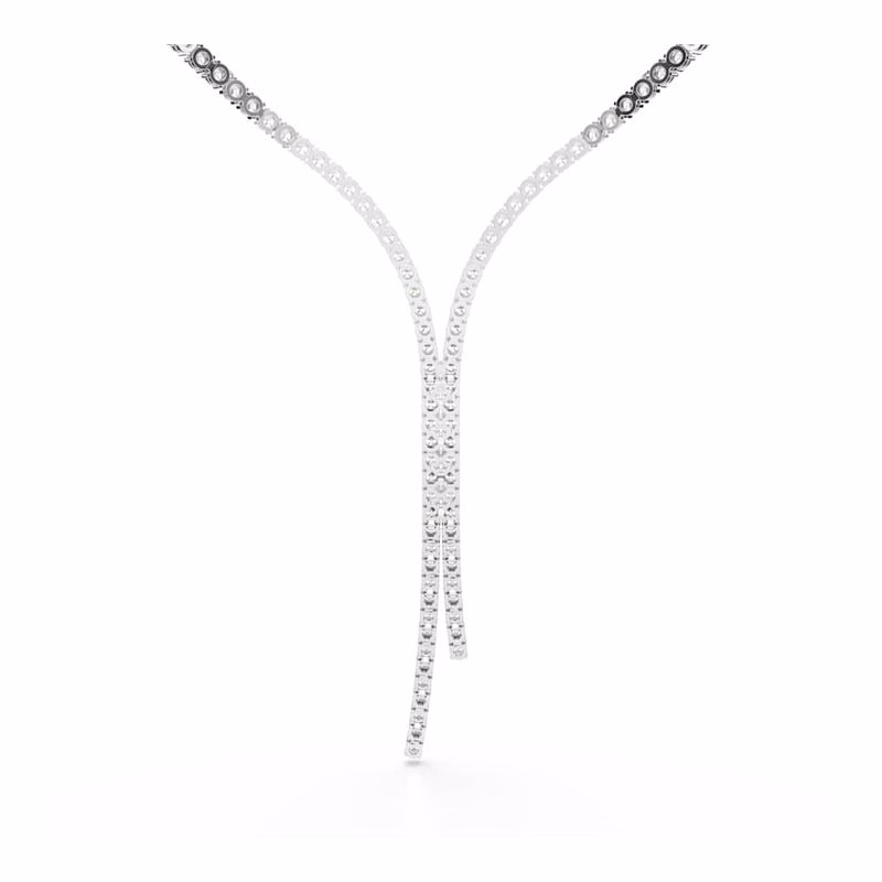 Matrix Y-Halsband, Rund Slipning, Vit, RodiumpläTerad