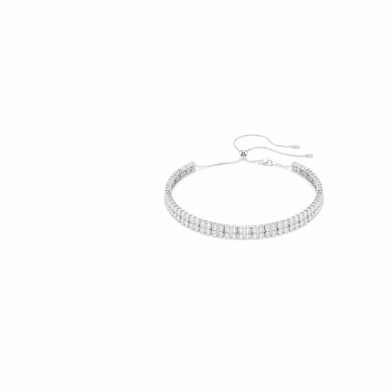 Matrix Choker, Rund Slipning, Vit, RodiumpläTerad