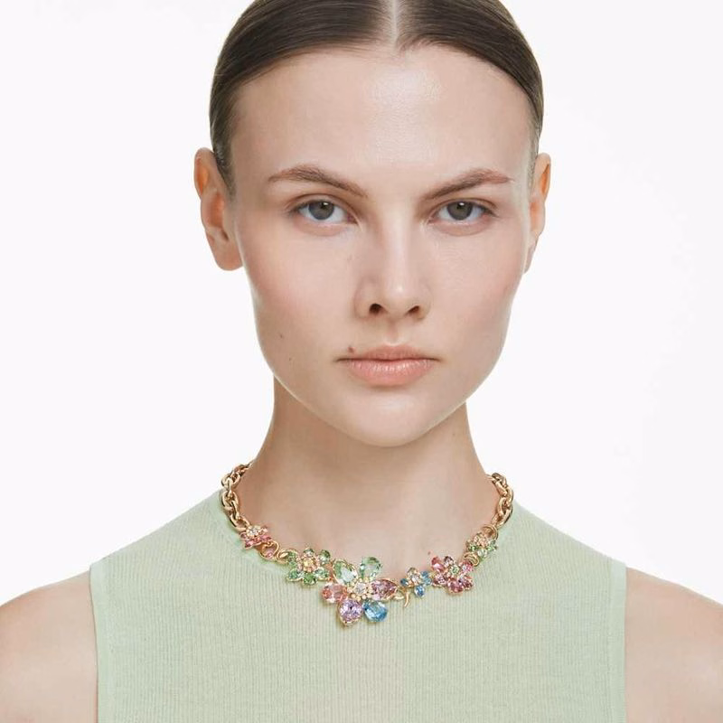 Idyllia Halsband, Blandade Storlekar, Blomma, FlerfäRgad, GuldpläTerad
