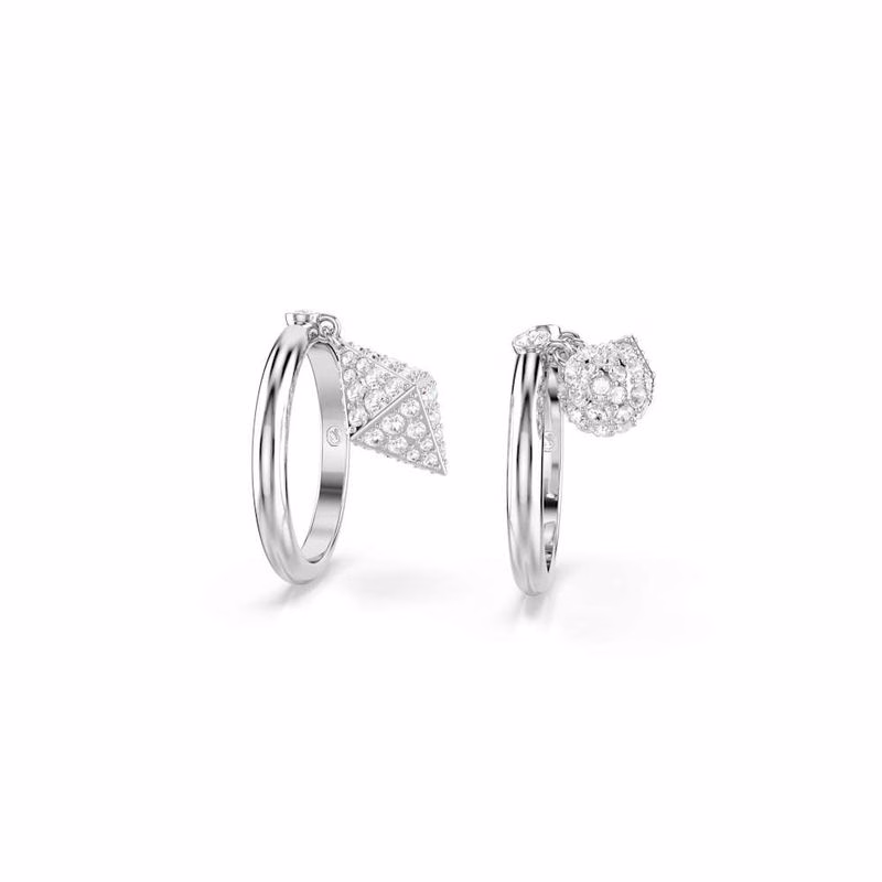 Dextera Ring, Set (2), SfäR Och Kub, Vit, RodiumpläTerad