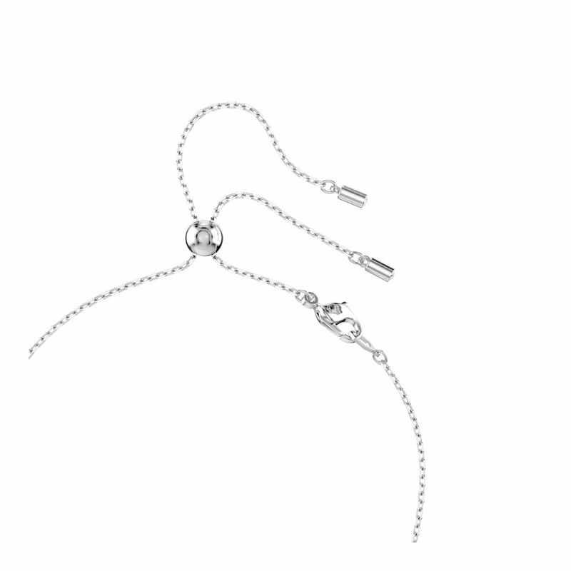 Constella Y-Halsband, KristallpäRla, Runda Slipningar, Vit, RodiumpläTerad