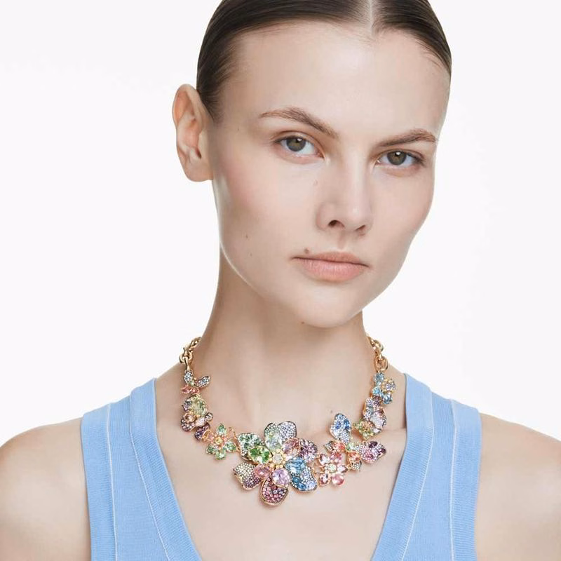 Idyllia Halsband, Blandade Storlekar, Pavé, Blomma, FlerfäRgad, GuldpläTerad