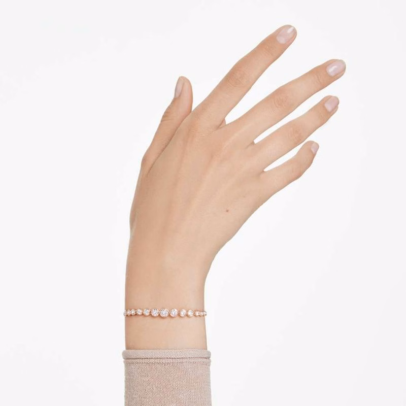 Imber Tennisarmband, Blandade Runda Slipningar, Rosa, RoséGuldpläTerad