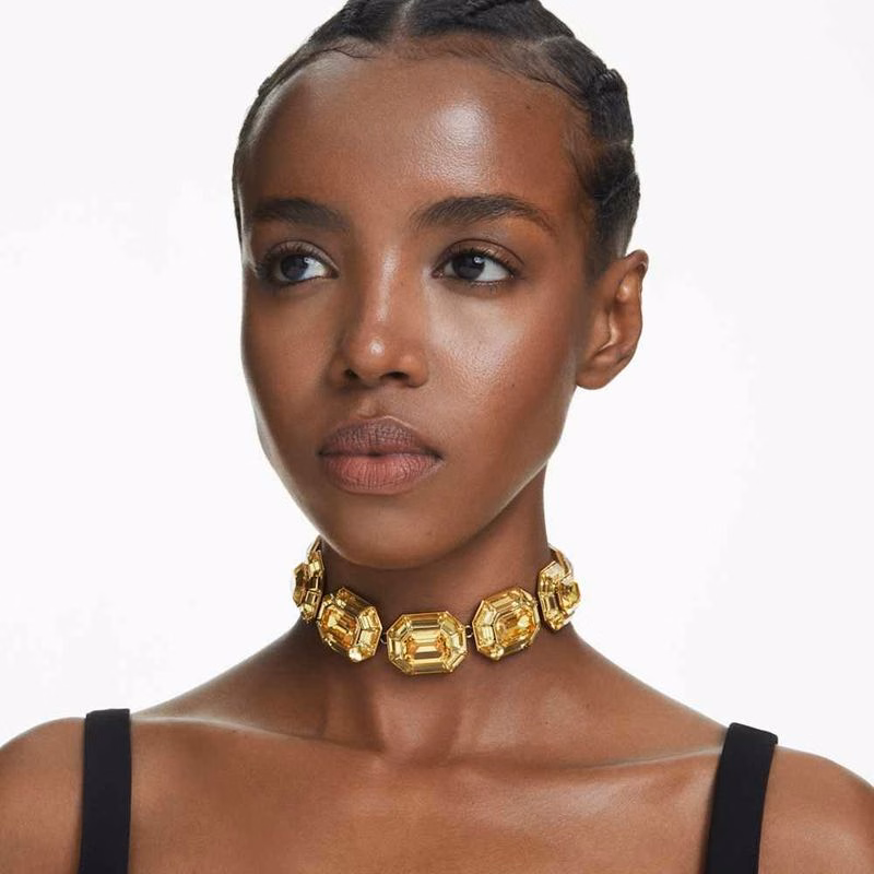 Lucent Choker, åTtkantig Form, Gul, GuldpläTerad