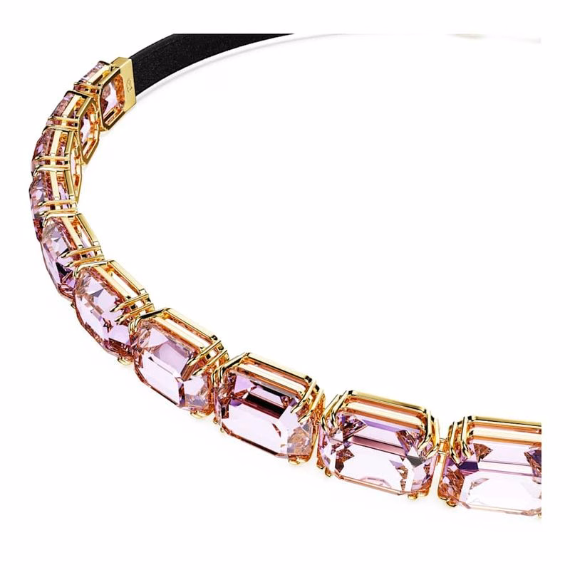Millenia Tennis Choker, åTtkantig Slipning, Lila, GuldpläTerad