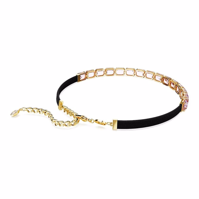 Millenia Tennis Choker, åTtkantig Slipning, Lila, GuldpläTerad
