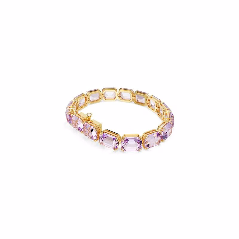 Millenia Tennisarmband, åTtkantig Slipning, Lila, GuldpläTerad