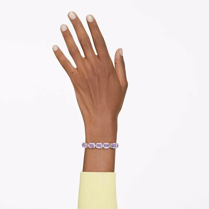 Millenia Tennisarmband, åTtkantig Slipning, Lila, GuldpläTerad