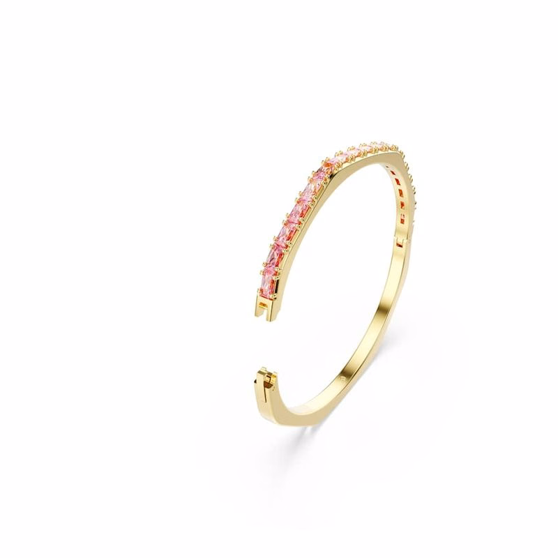 Matrixarmband, Baguetteslipat, Rosa, GuldpläTerat