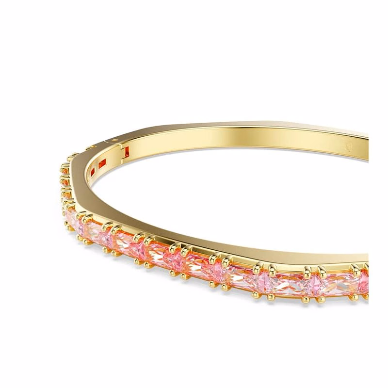 Matrixarmband, Baguetteslipat, Rosa, GuldpläTerat