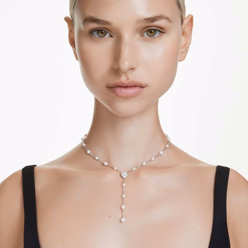 Ariana Grande X Swarovski Y-Halsband, Blandade Storlekar, HjäRta, Vit, RodiumpläTerad