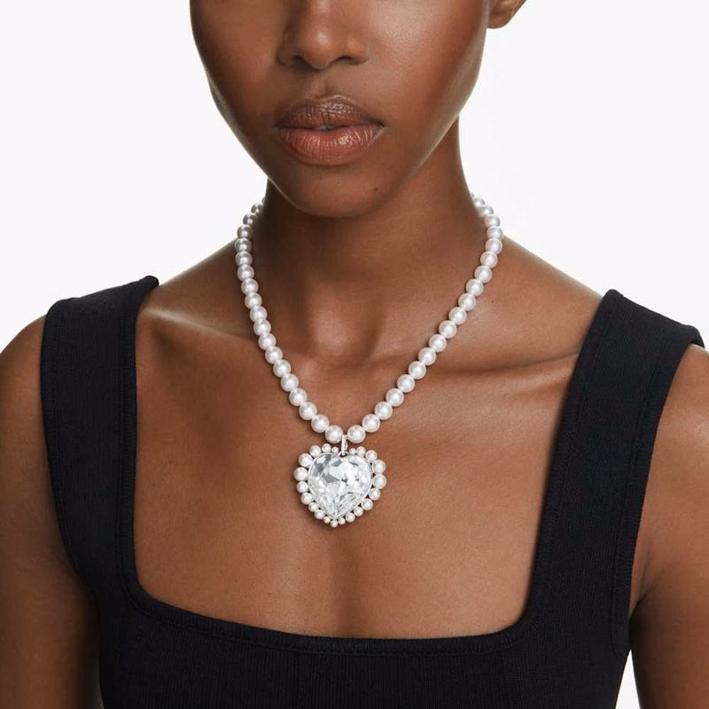 Ariana Grande X Swarovski Halsband, KristallpäRla, HjäRtslipat, HjäRta, Vit, RodiumpläTerad
