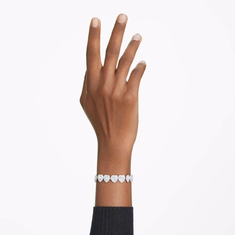 Ariana Grande X Swarovski Tennisarmband, Blandade Storlekar, HjäRta, Vit, RodiumpläTerad