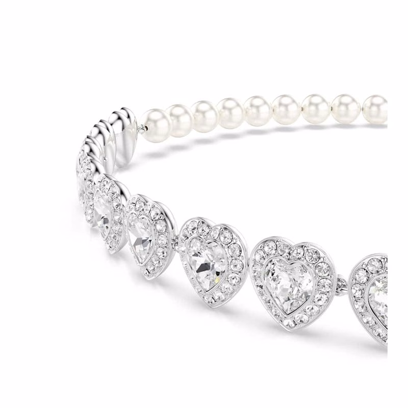 Ariana Grande X Swarovski Tennis Choker, Blandade Storlekar, HjäRta, Vit, RodiumpläTerad