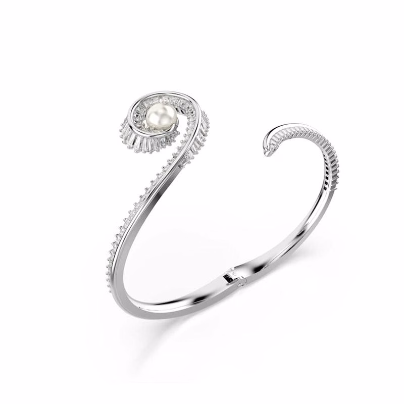 Ariana Grande X Swarovski-Armband, KristallpäRla, Baguetteslipad, Vit, RodiumpläTerad