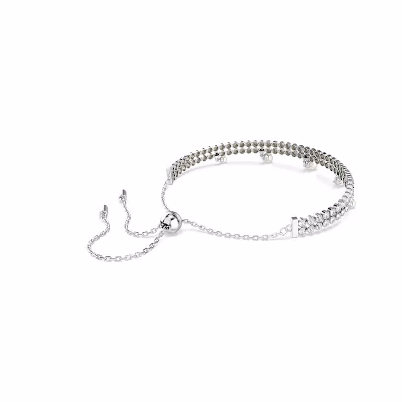 Ariana Grande X Swarovski-Armband, KristallpäRla, Rund Slipning, Vit, RodiumpläTerad