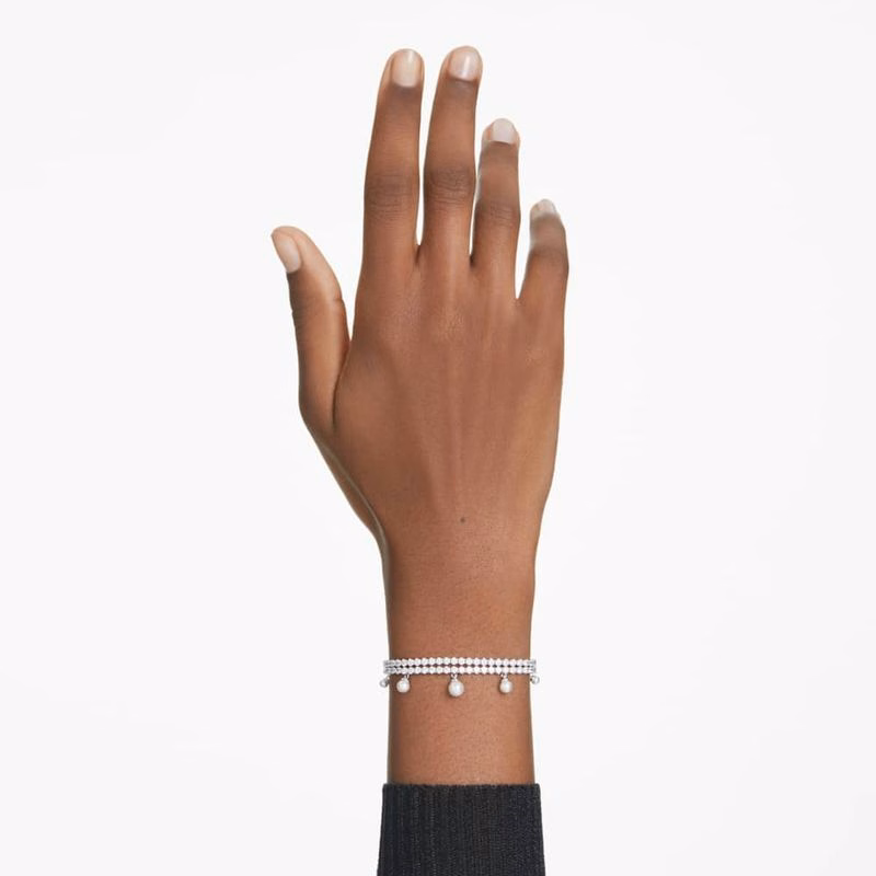 Ariana Grande X Swarovski-Armband, KristallpäRla, Rund Slipning, Vit, RodiumpläTerad