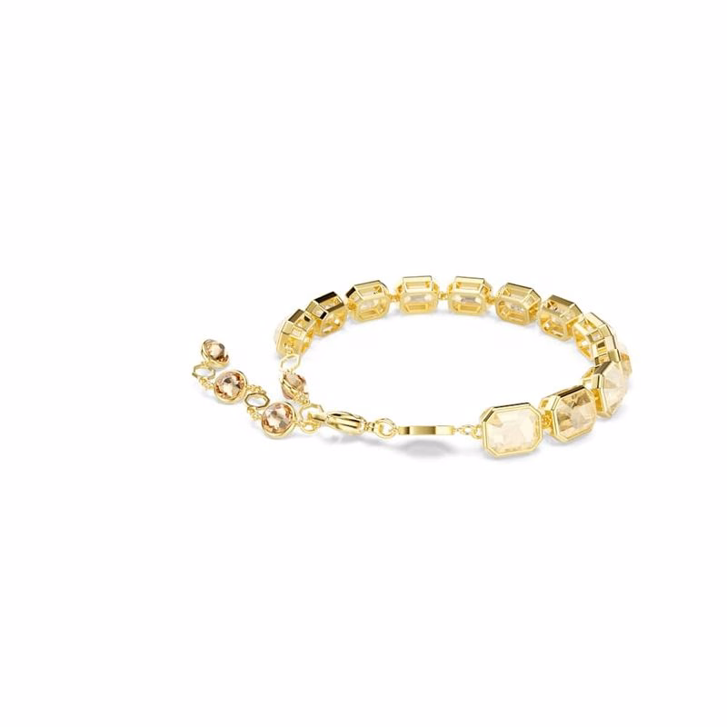 Millenia Tennisarmband, åTtkantig Slipning, Karamell, GuldpläTerad