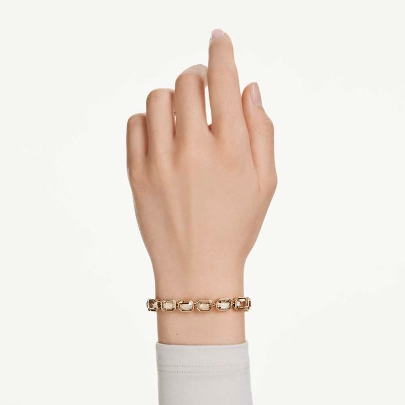 Millenia Tennisarmband, åTtkantig Slipning, Karamell, GuldpläTerad
