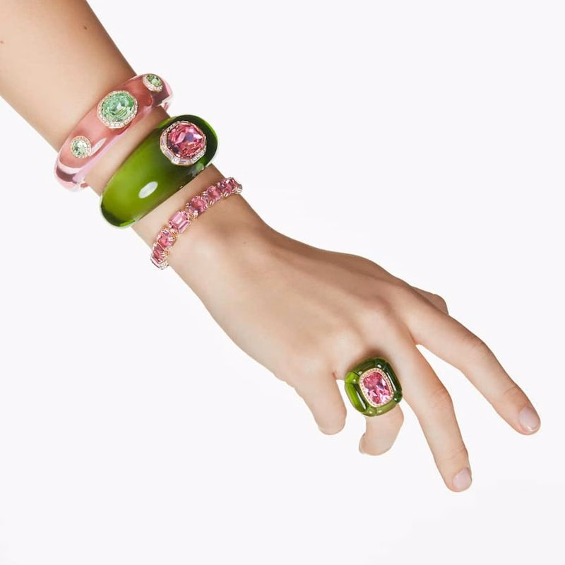 Dulcis-Armband, åTtkantig Slipning, Pavé, GröN, GuldpläTering