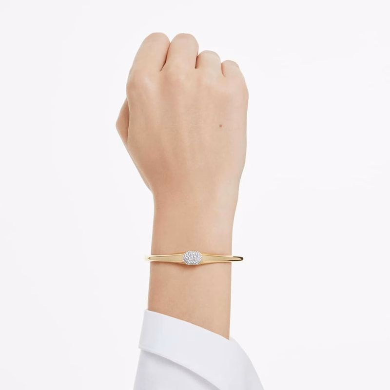 Dextera-Armband, Rundslipat, Vitt, GuldpläTerat