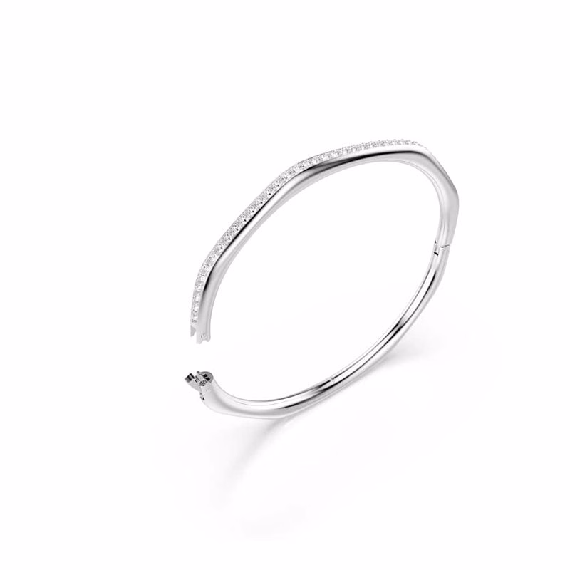 Dextera-Armband, åTtkantig Form, Rund Slipning, Vit, RodiumpläTerad